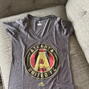 adidas Gray Atlanta United FC Graphic Tee with Red and Gold Crest